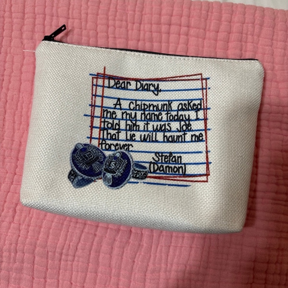 The Vampire Diaries White Zipper Pouch